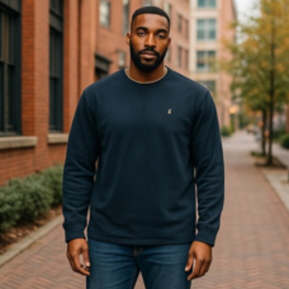 Polo Ralph Lauren Men’s Waffle Knit Long Sleeve Sweater 2XL Black - Picture 2 of 10